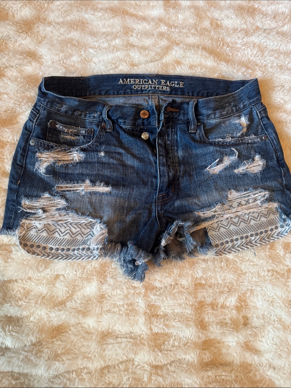 Women’s American Eagle Dark Blue Distressed Denim Shorts